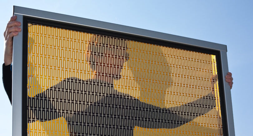 World’s largest screen-printed dye solar cell module aimed at building façades