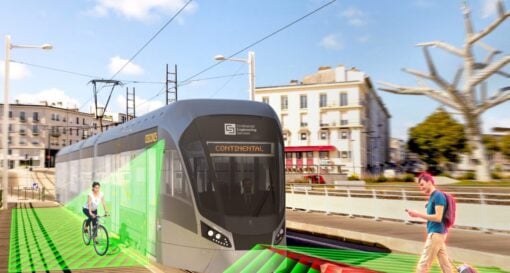 Head-up display transferred from car to tram