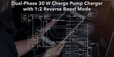 Dual-phase 30 W charge pump with 1:2 reverse boost mode
