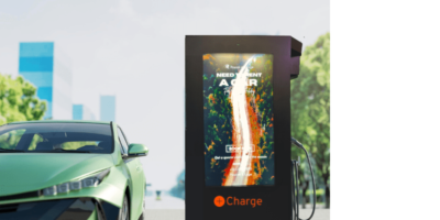 UK’s first AC and DC EV charger with 55in media screen