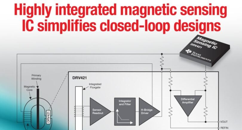 Integrated fluxgate sensor provides closed-loop current sensing