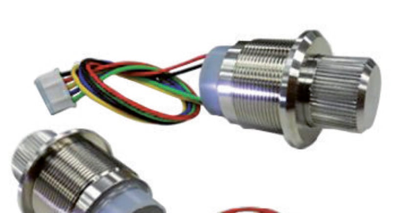 Watertight encoders feature 20 detents and 20 pulses per 360°