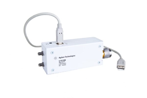 USB-powered, single-pole double-throw coaxial switch operates from DC to 18GHz