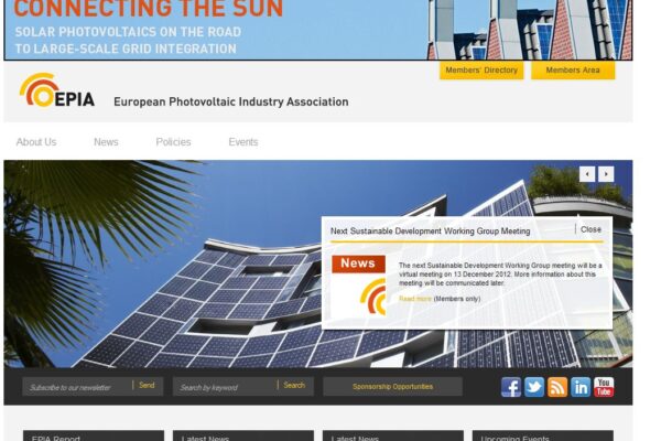 With a renewed website, EPIA has increased its focus on solar photovoltaics