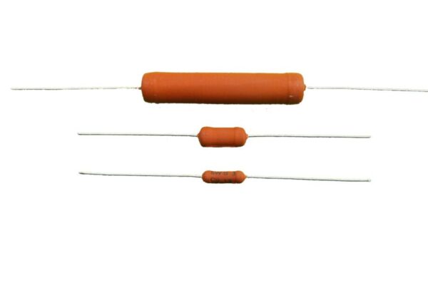 Conformal silicone-ceramic coated axial resistor in the value range from R01 to 47K