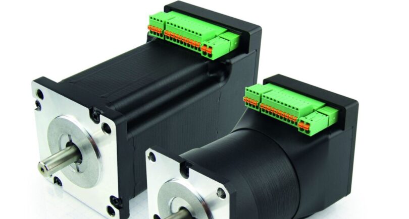 Brushless DC servo motors integrate field-oriented closed-loop servo control