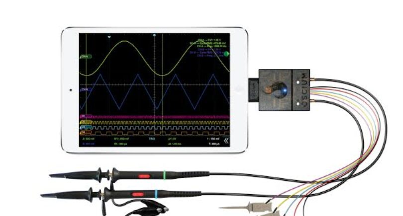Oscilloscope engine plugs into any portable Apple product