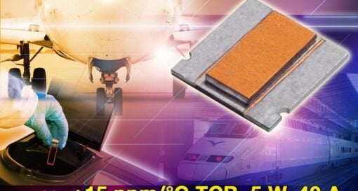 Ultra-high precision metal strip current sensing resistor features 5-W power rating