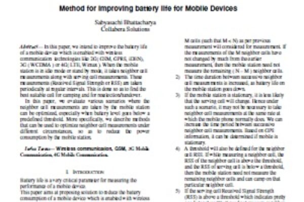 Method for improving battery life for Mobile Devices