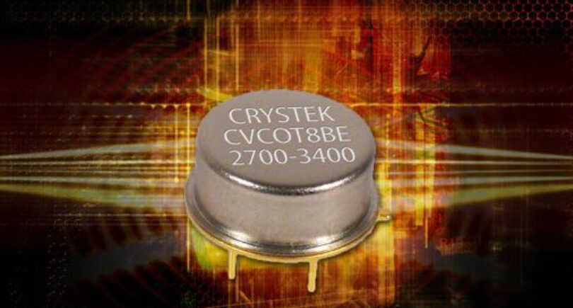 2700-3400-MHz hermetically sealed TO-8 VCO offers high-performance frequency control