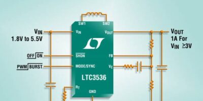1-A synchronous buck-boost DC/DC converter delivers extended battery run time for Li-Ion and alkaline-powered devices