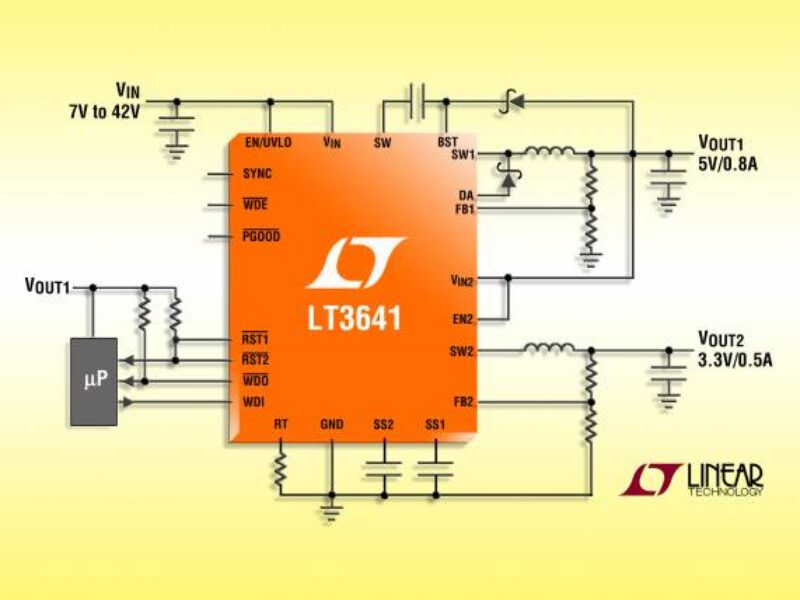 2-MHz dual channel step-down regulator offers power-on reset and watchdog timer
