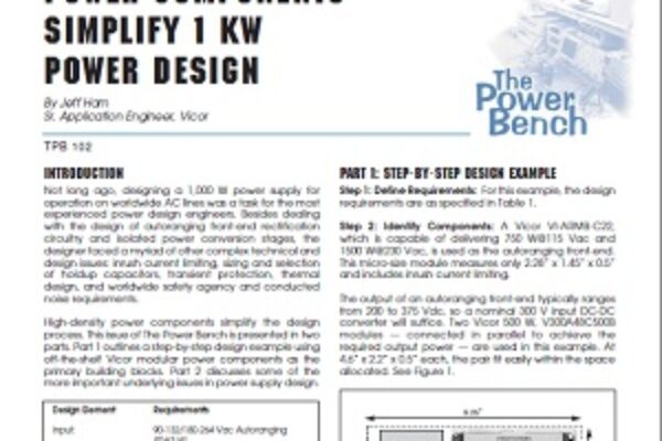 Power Components Simplify 1kW Power Design