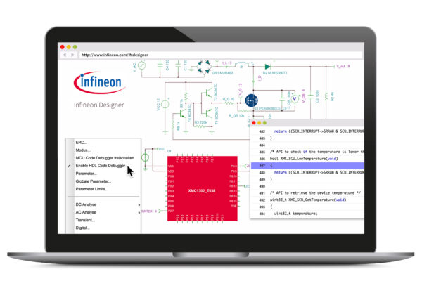 Online prototyping with A/D simulation, in Infineon Designer