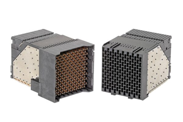 Orthogonal direct backplane connector scalable for 56/112 Gbps rates