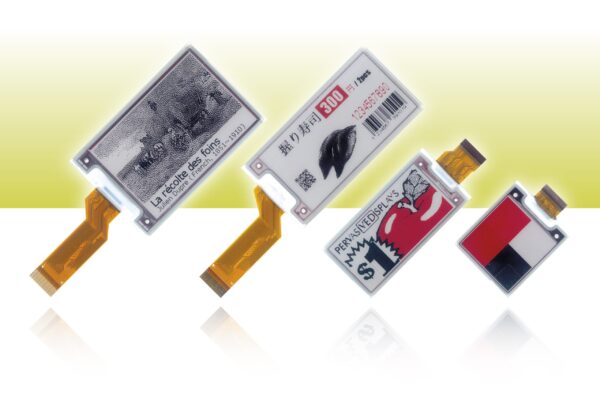Miniature, 3-colour e-paper displays for label, signage applications