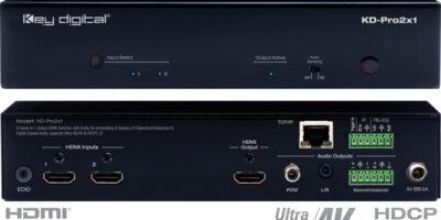 Video switchers support SD, HD, and VESA up to Ultra HD/4K