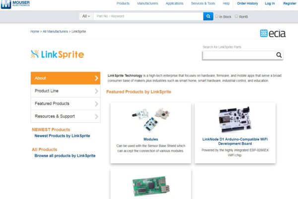 Mouser Electronics signs distribution for LinkSprite’s Arduino-compatible boards