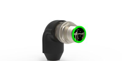 Right angle M12 connectors reduce assembly time