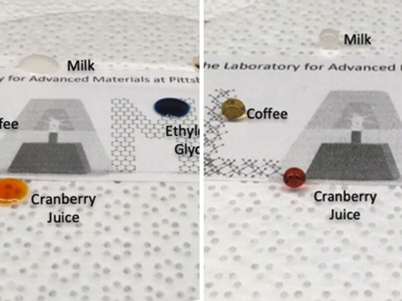 Bio-inspired nanostructured glass is anti-fogging, liquid resistant
