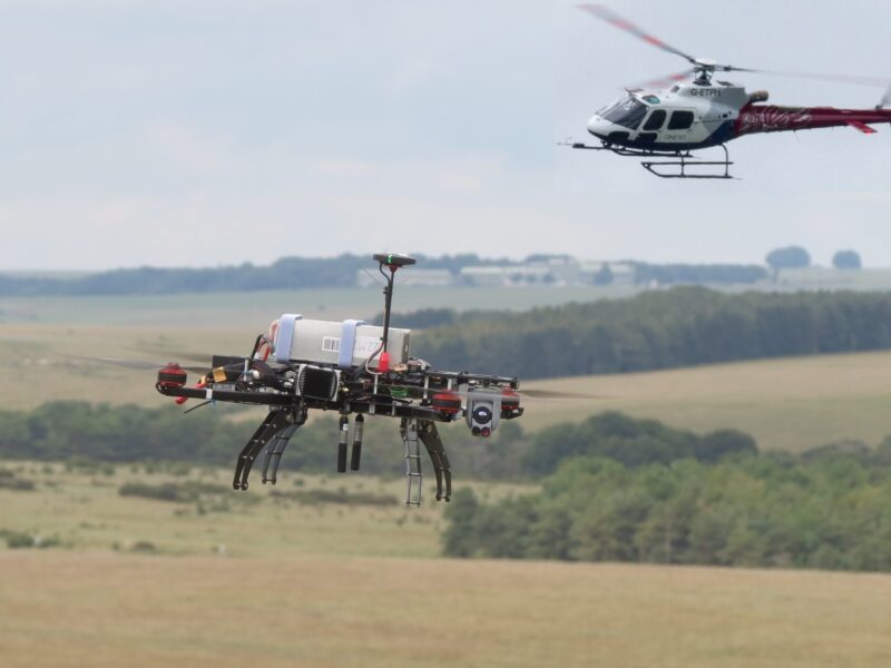 First UK trial of helicopter and AI drone working together