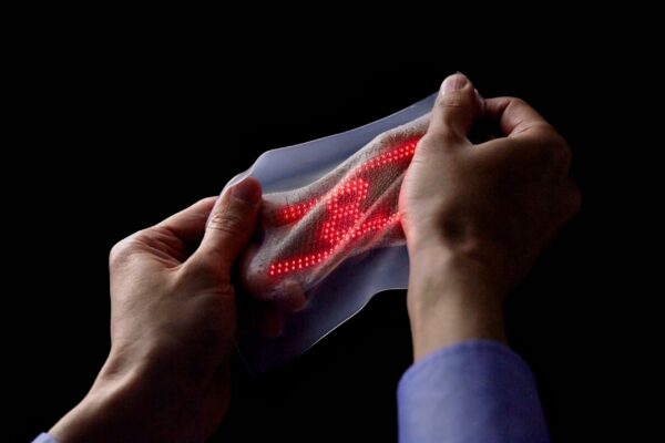 Biomedical sensors combine with stretchable display for skin electronics