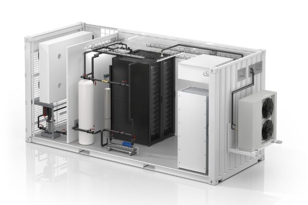 First liquid cooling for all-in-one modular datacentre