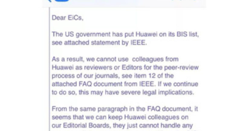 IEEE obligé de bannir les rédacteurs de Huawei